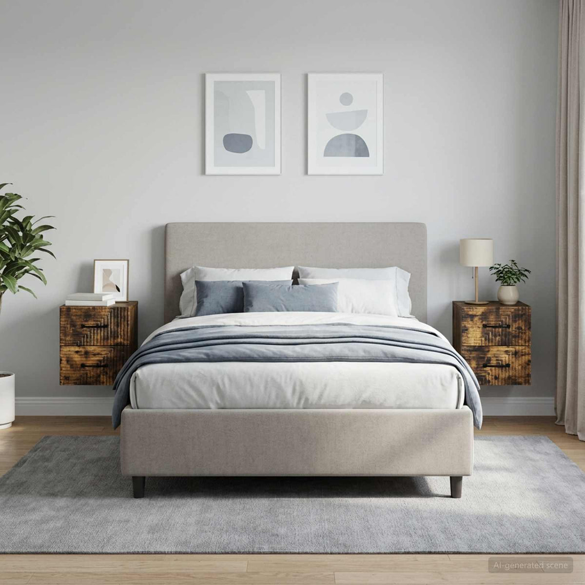 Wandbeugel Bedkast 2 pcs Gerookt eiken 34,5 x 33 x 40 cm is nu te koop bij PeponiXL, paradijselijk wonen!