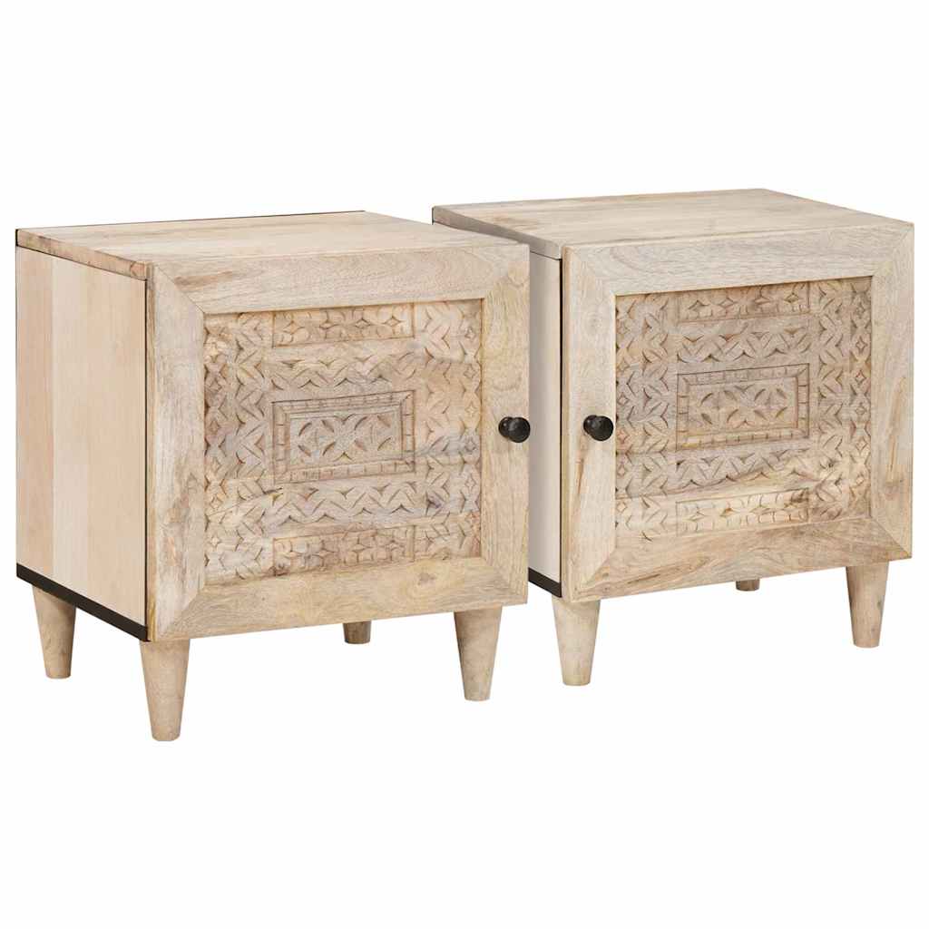 Nachtkastje 2 pcs Beige 40 x 33 x 46 cm Massief acaciahout is nu te koop bij PeponiXL, paradijselijk wonen!