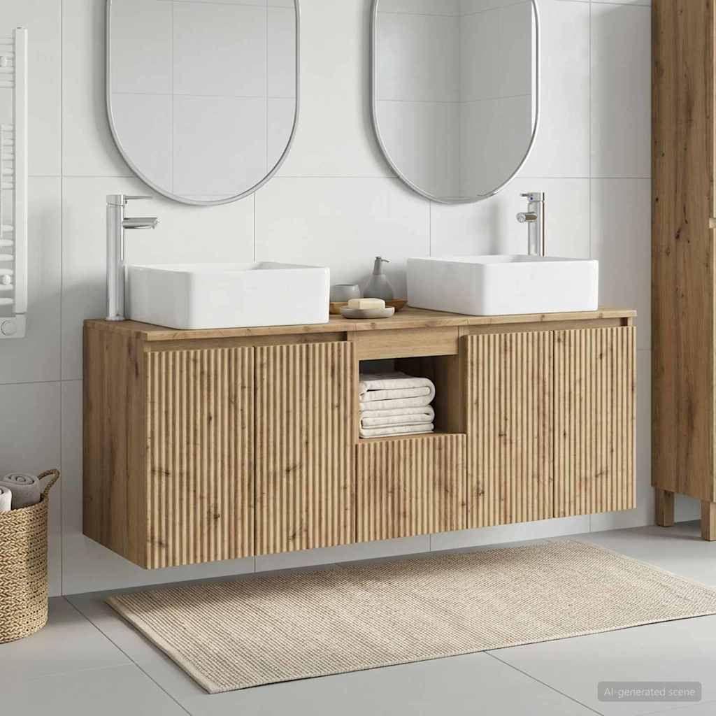 Badkamerkastenset 3 st Artisanaal eiken 53 x 35 x 63 cm is nu te koop bij PeponiXL, paradijselijk wonen!