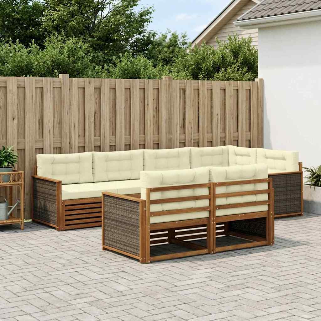 Buiten bankenset 7 pcs Natuurlijk en Crème is nu te koop bij PeponiXL, paradijselijk wonen!