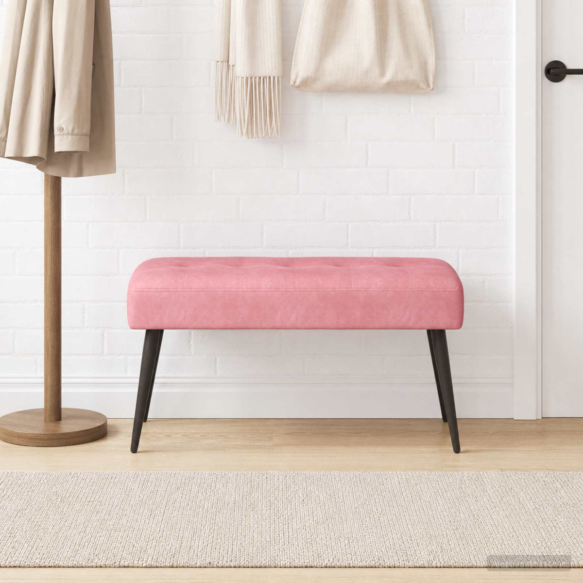 Bank met knoopverstelling Roze 80 x 40 x 46 cm fluweel is nu te koop bij PeponiXL, paradijselijk wonen!