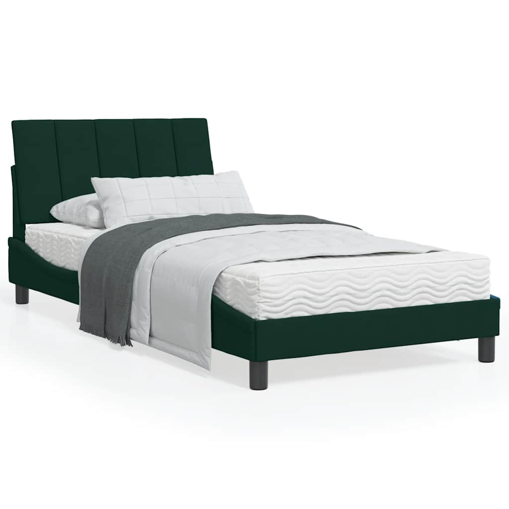 Bed met matras "Hanko" fluweel donkergroen 100x200 cm is nu te koop bij PeponiXL, paradijselijk wonen!