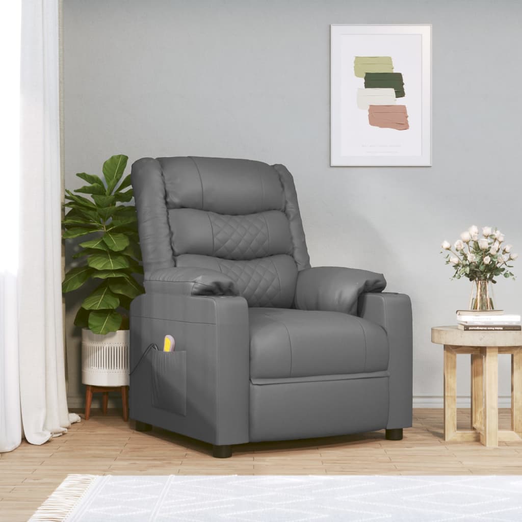 Massagestoel kunstleer grijs is nu te koop bij PeponiXL, paradijselijk wonen!