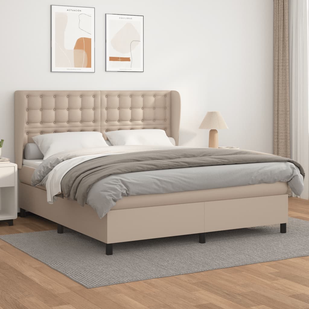 Boxspring met matras kunstleer cappuccinokleurig 160x200 cm is nu te koop bij PeponiXL, paradijselijk wonen!
