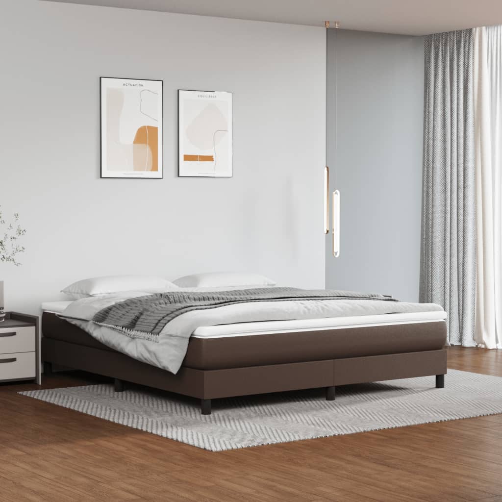 Boxspring bed kunstleer bruin 180x200 cm is nu te koop bij PeponiXL, paradijselijk wonen!