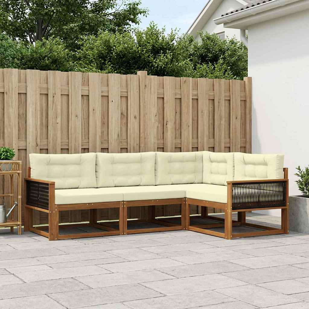 Buiten bankenset met kussen 4 pcs Natuurlijk en Crème is nu te koop bij PeponiXL, paradijselijk wonen!