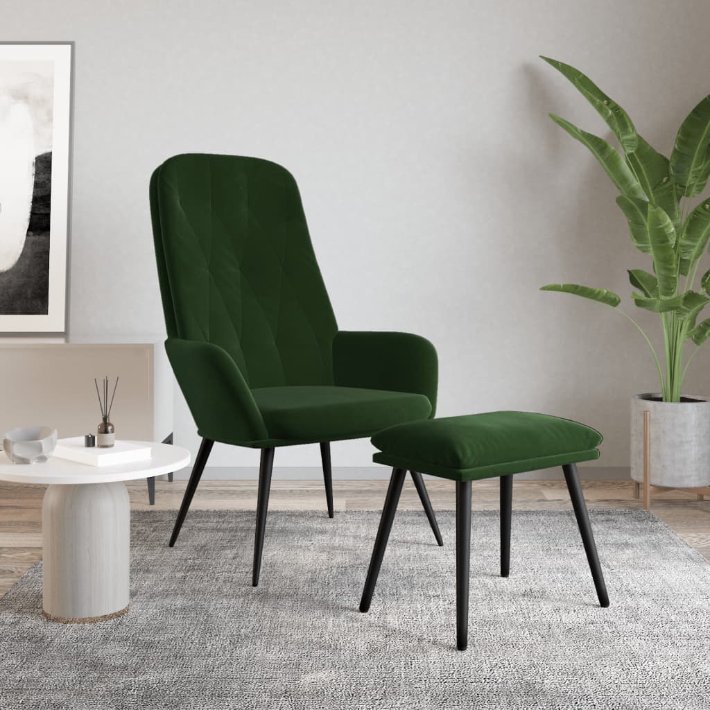 Relaxstoel met voetenbank fluweel donkergroen is nu te koop bij PeponiXL, paradijselijk wonen!