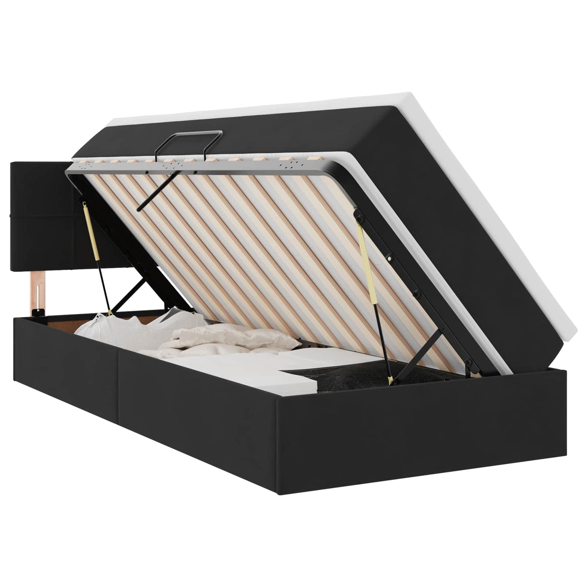 Opbergbed met LED met matras met LED Zwart 90 x 190 cm Fluweel is nu te koop bij PeponiXL, paradijselijk wonen!