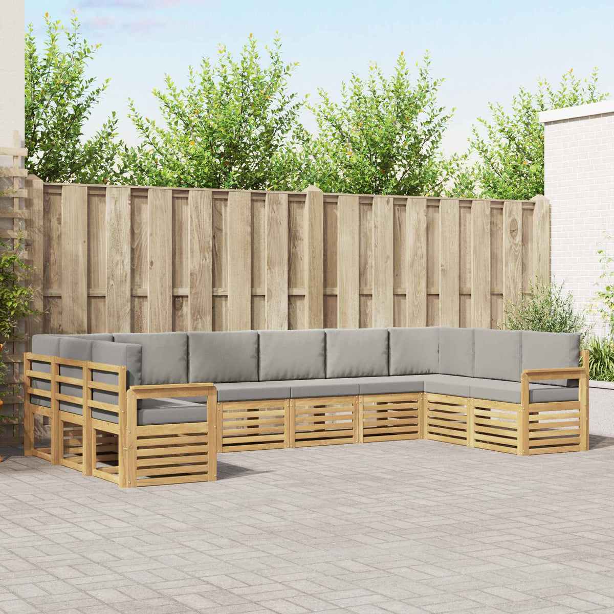 Buiten bankenset 7 pcs Wit en Lichtgrijs 363 x 187,5 x 73 cm is nu te koop bij PeponiXL, paradijselijk wonen!