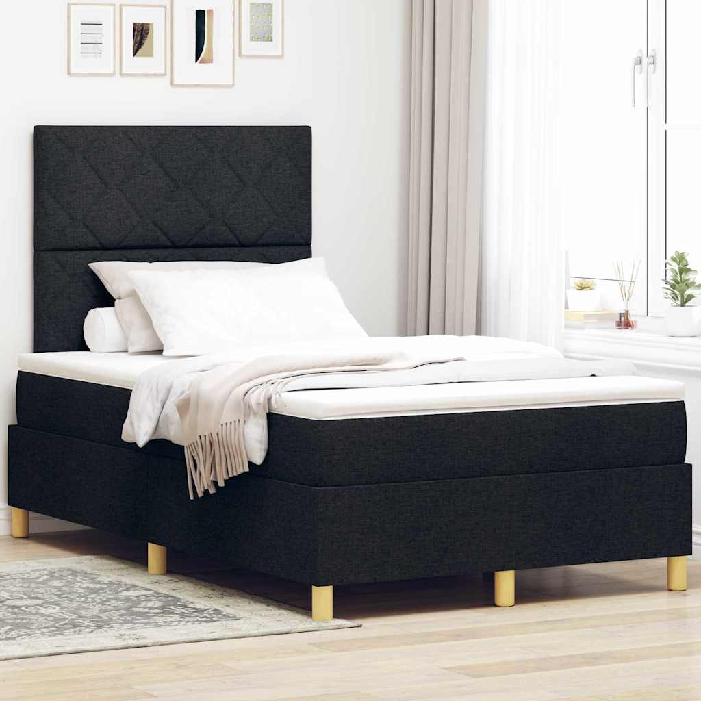 Boxspringbed met matras met hoofdeinde Zwart 120 x 200 cm Stof is nu te koop bij PeponiXL, paradijselijk wonen!