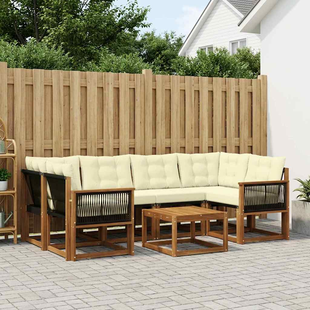 Buiten bankenset met kussen 7 pcs Natuurlijk en Crème is nu te koop bij PeponiXL, paradijselijk wonen!
