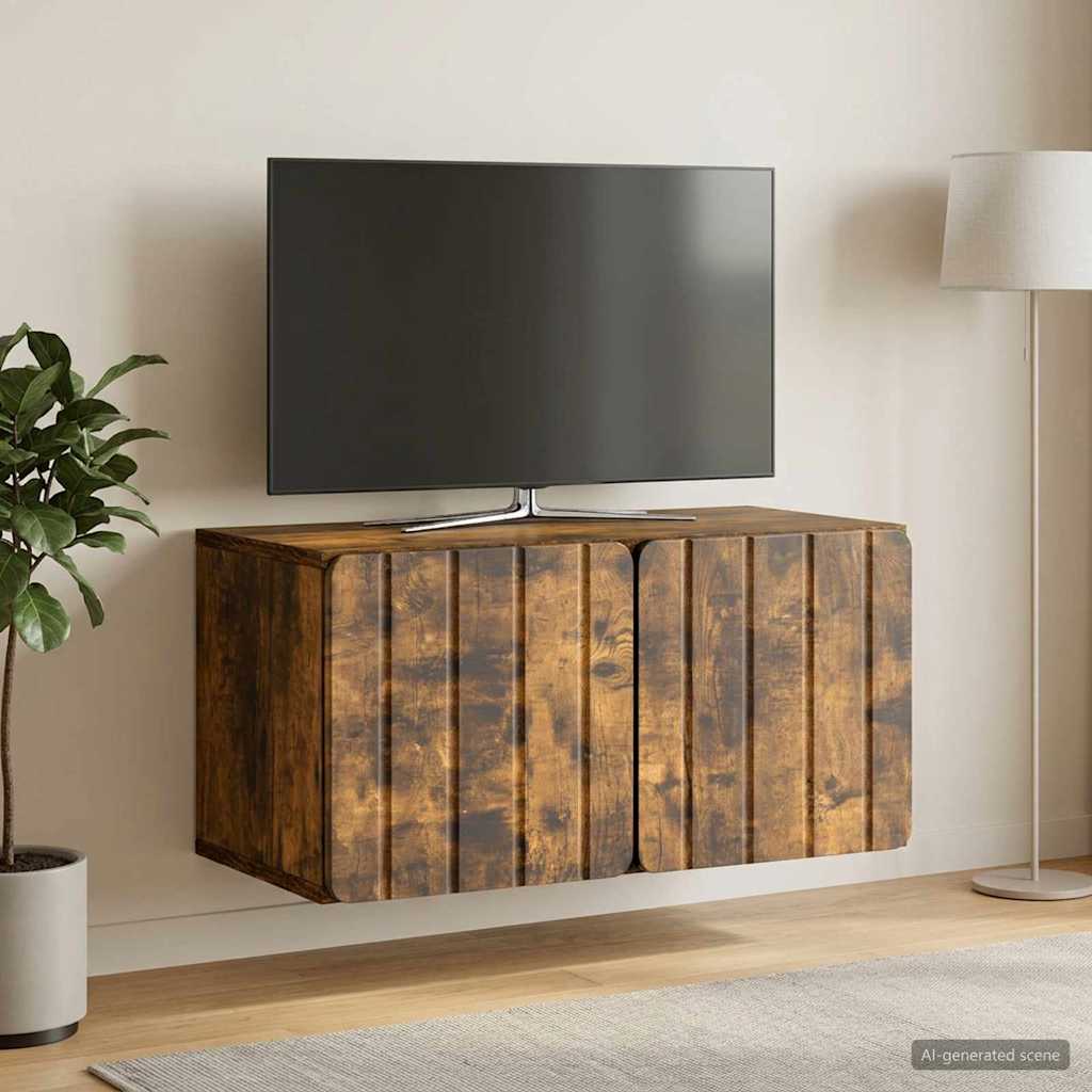Wandbeugel TV-kast Gerookt eiken 59,5 x 31 x 30 cm Bewerkt hout is nu te koop bij PeponiXL, paradijselijk wonen!