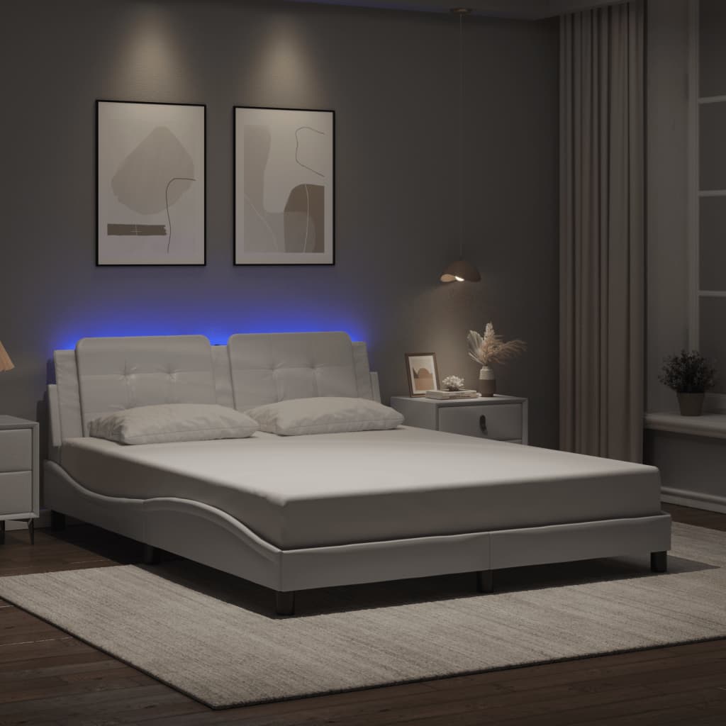 Bedframe met LED zonder matras "Zadar" wit 160x200 cm is nu te koop bij PeponiXL, paradijselijk wonen!