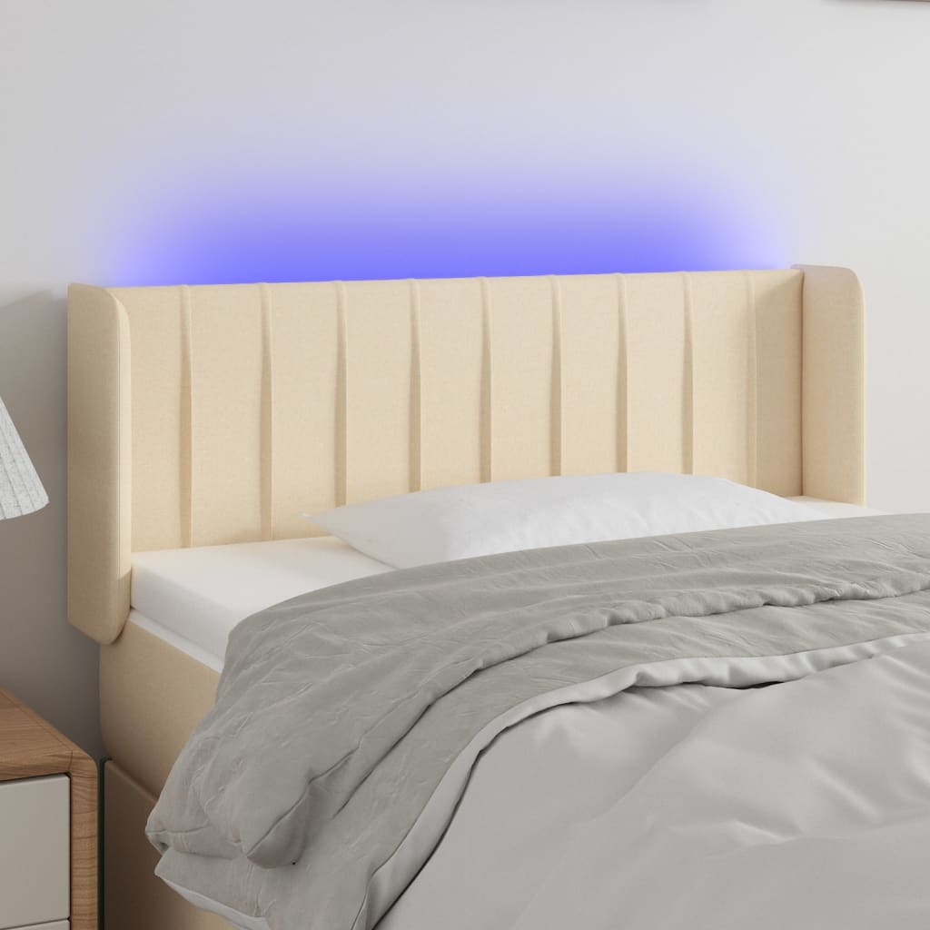 Hoofdbord LED 103x16x78/88 cm stof crèmekleurig is nu te koop bij PeponiXL, paradijselijk wonen!