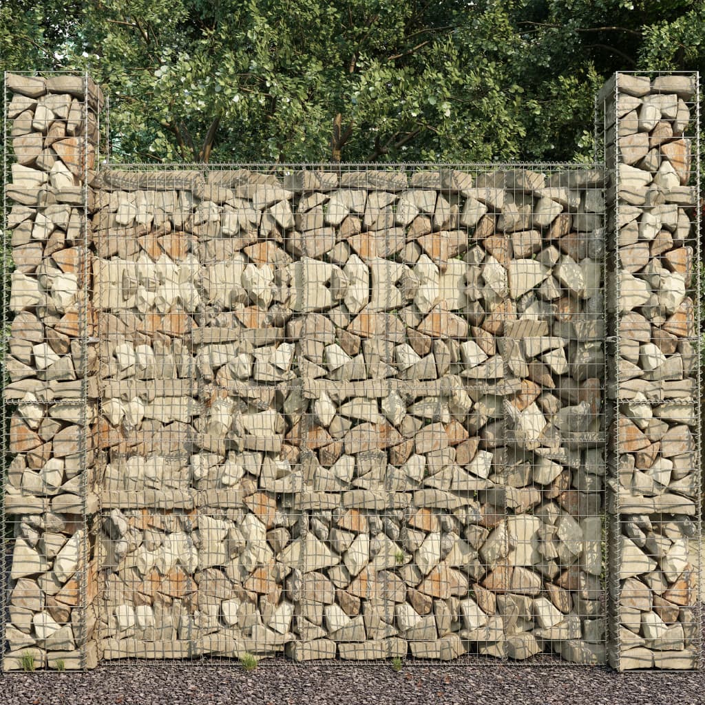 Schanskorven 3 st 25x25x197 cm gegalvaniseerd staal is nu te koop bij PeponiXL, paradijselijk wonen!