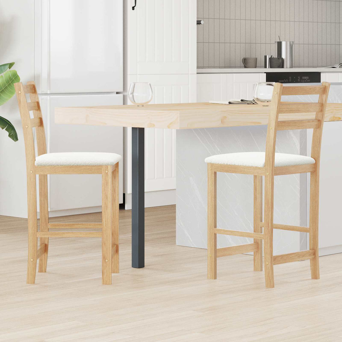 Eettafelstoelen 2 pcs Naturel 40 x 47,5 x 99,5 cm is nu te koop bij PeponiXL, paradijselijk wonen!