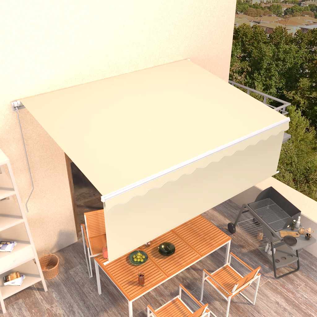 Luifel handmatig uittrekbaar met rolgordijn 4x3 m crèmekleurig is nu te koop bij PeponiXL, paradijselijk wonen!