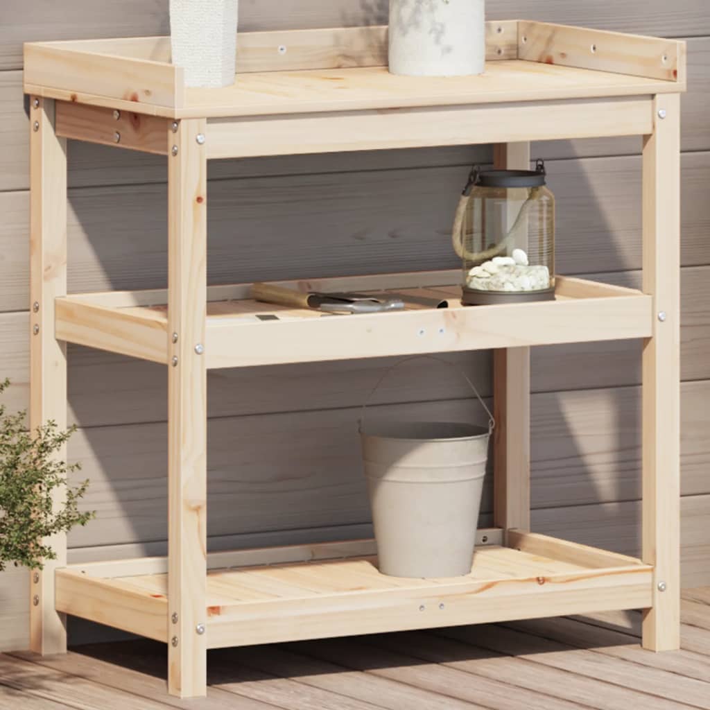Oppottafel met schappen 82,5x45x86,5 cm massief grenenhout is nu te koop bij PeponiXL, paradijselijk wonen!