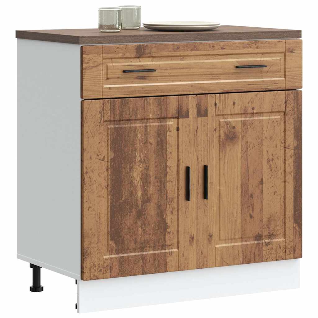 Onderkast "Porto" bewerkt hout oud houtkleurig is nu te koop bij PeponiXL, paradijselijk wonen!