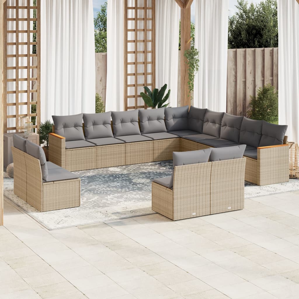 13-delige Loungeset met kussens poly rattan beige is nu te koop bij PeponiXL, paradijselijk wonen!