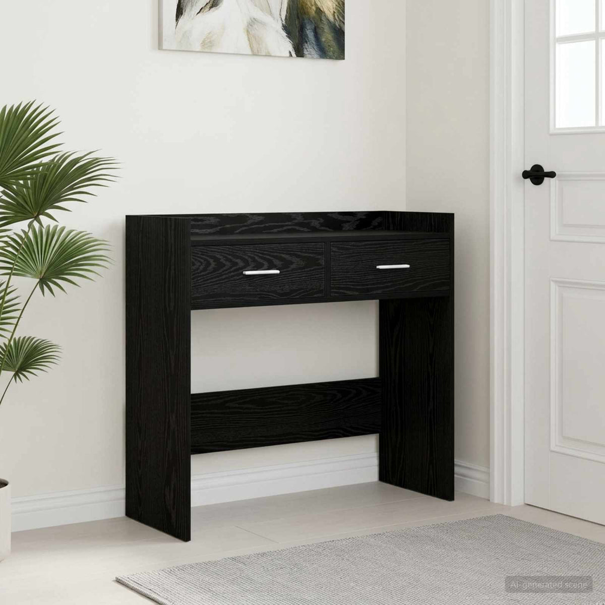 Wandtafel Zwart eiken 90 x 35 x 80 cm Bewerkt hout is nu te koop bij PeponiXL, paradijselijk wonen!