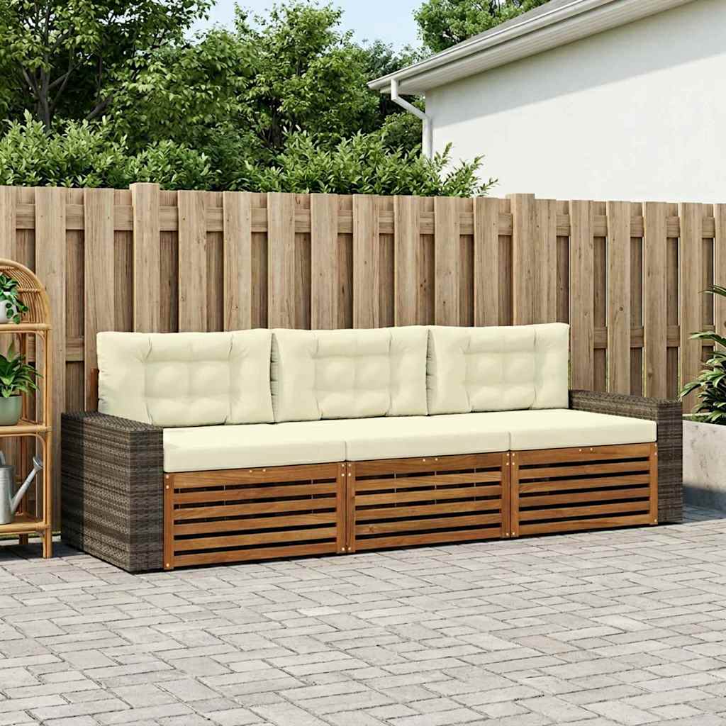 Buiten bankenset met kussen 3 pcs Natuurlijk en Crème Polyester is nu te koop bij PeponiXL, paradijselijk wonen!