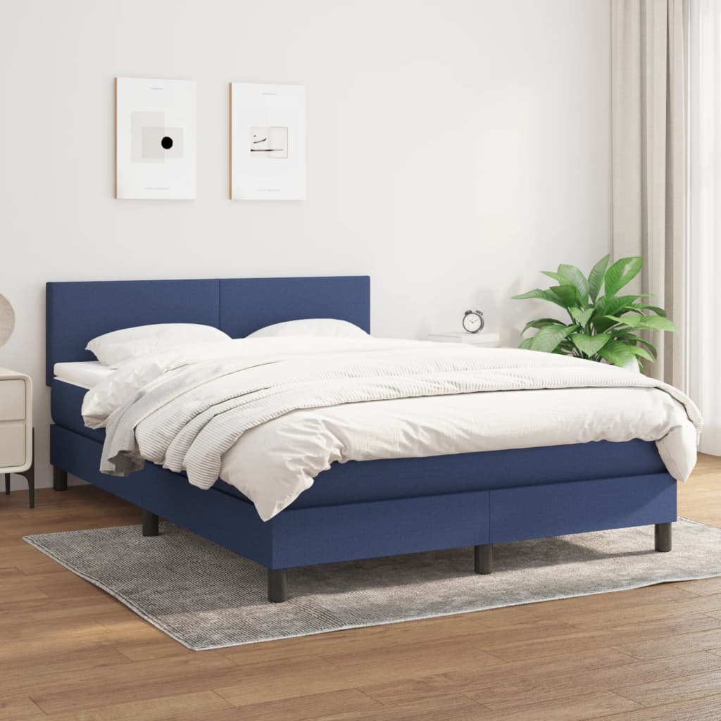 Boxspring met matras stof blauw 140x200 cm is nu te koop bij PeponiXL, paradijselijk wonen!