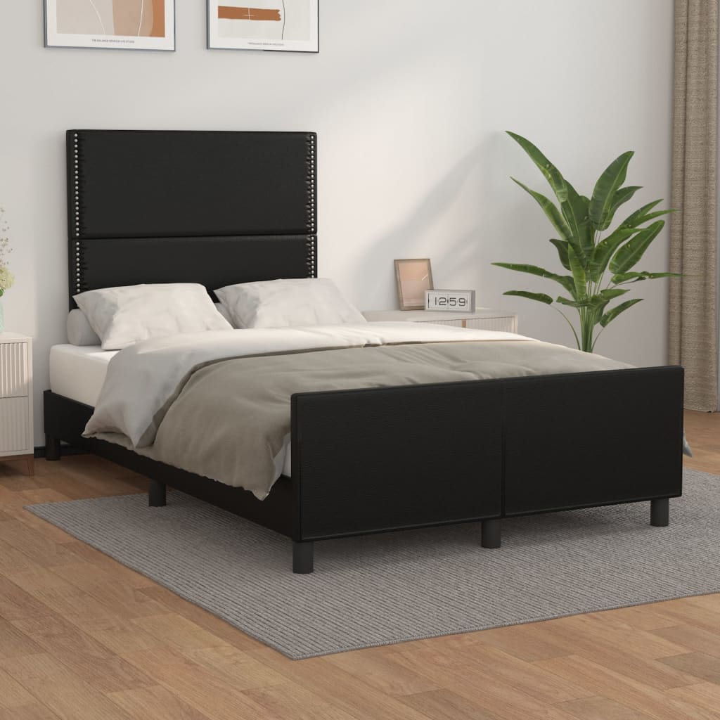 Bedframe zonder matras 120x190 cm kunstleer zwart is nu te koop bij PeponiXL, paradijselijk wonen!