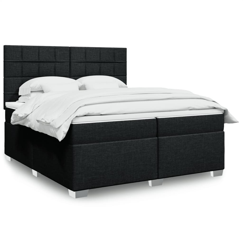 Boxspring met matras stof zwart 200x200 cm is nu te koop bij PeponiXL, paradijselijk wonen!