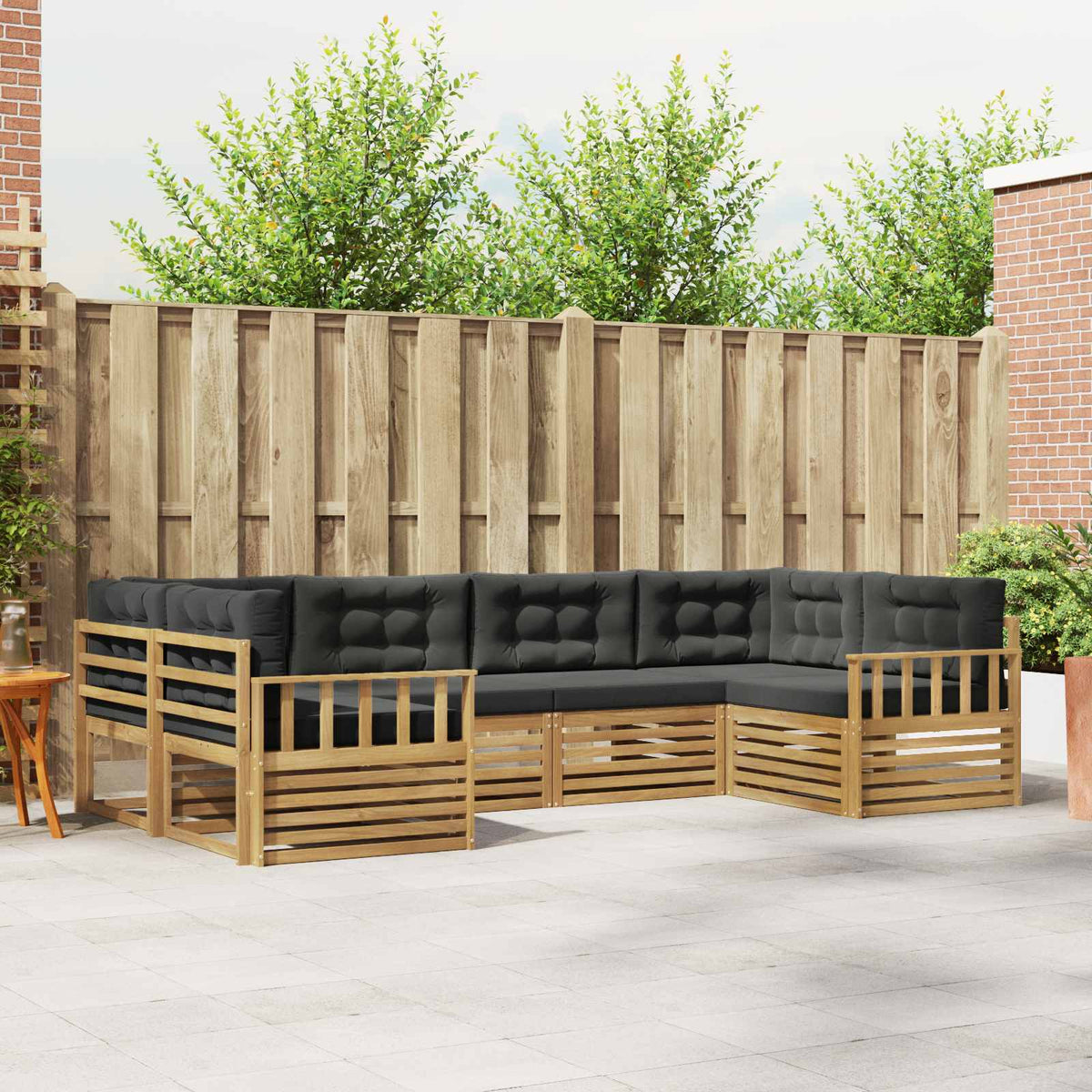 Buiten bankenset met kussen 6 pcs Wit en antracietkleurig is nu te koop bij PeponiXL, paradijselijk wonen!