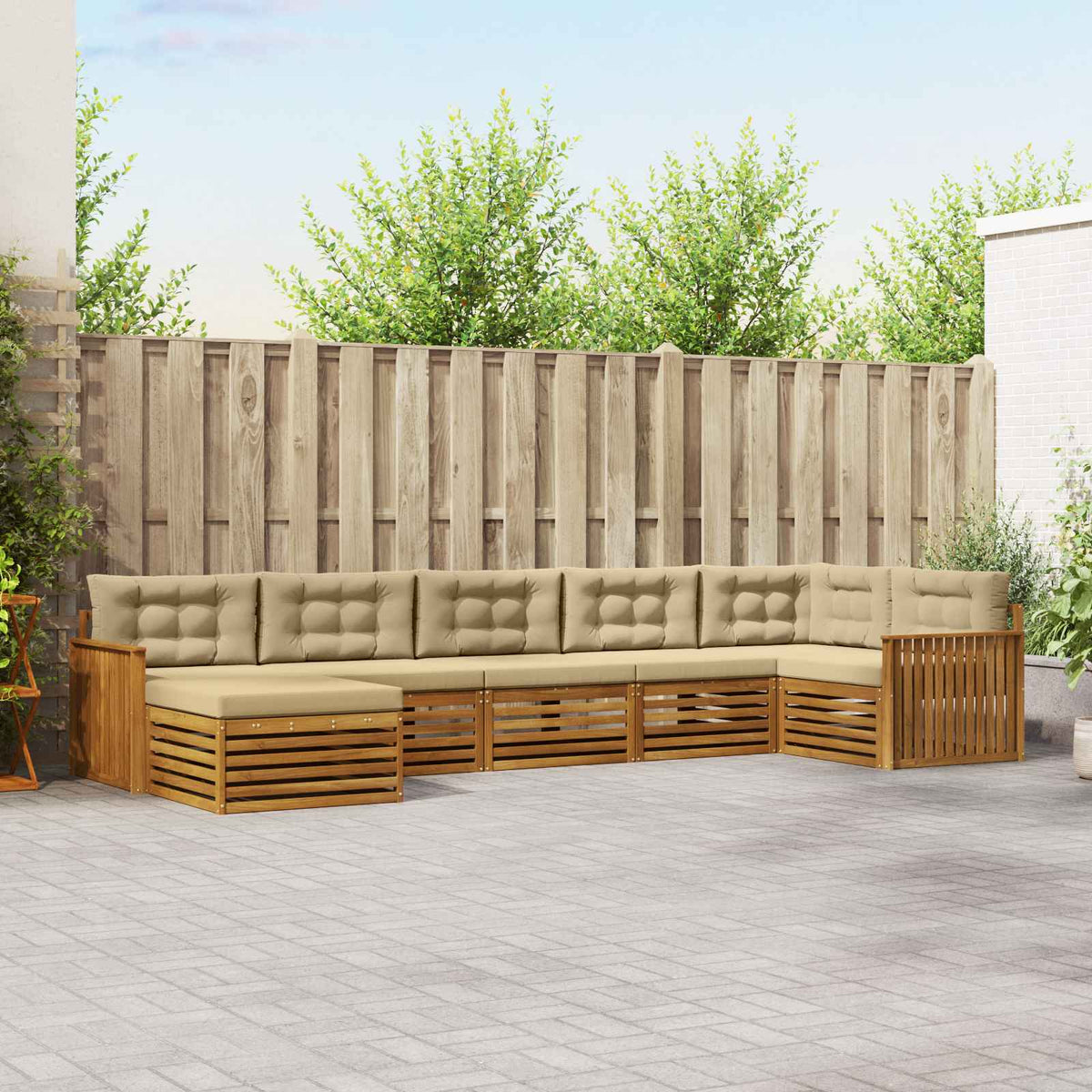 Buiten bankenset met kussen 7 pcs Natuurlijk en Beige is nu te koop bij PeponiXL, paradijselijk wonen!