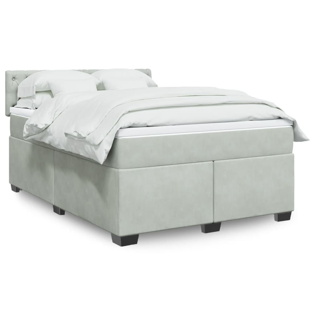 Boxspring met matras fluweel lichtgrijs 160x200 cm is nu te koop bij PeponiXL, paradijselijk wonen!