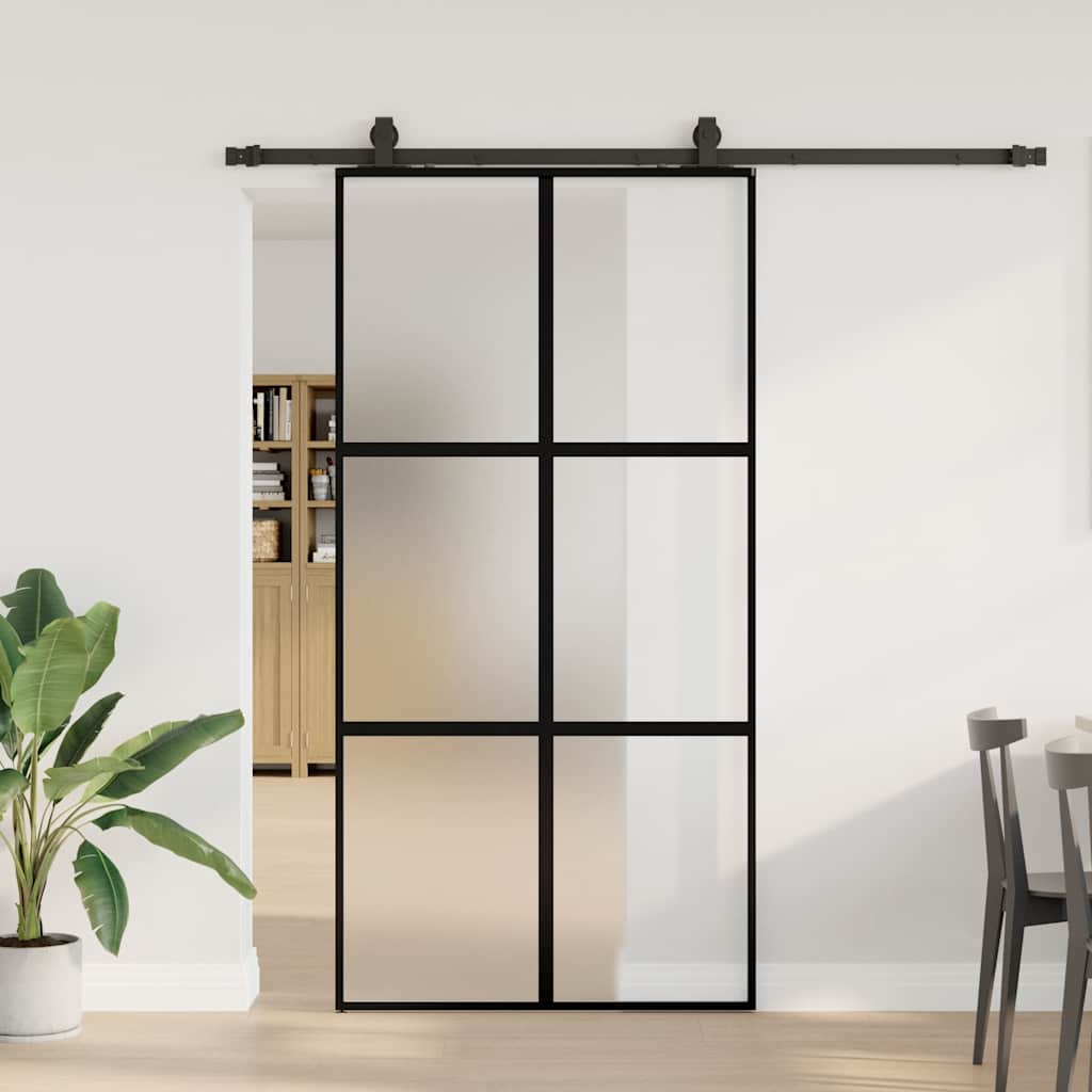 Schuifdeur met beslagset 102,5x205 cm gehard glas zwart is nu te koop bij PeponiXL, paradijselijk wonen!