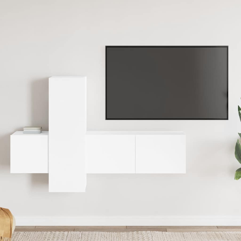 3-delige Tv-meubelset bewerkt hout wit is nu te koop bij PeponiXL, paradijselijk wonen!