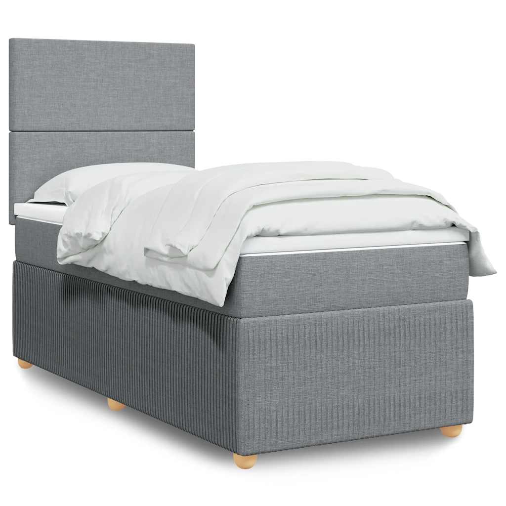 Boxspring met matras stof lichtgrijs 90x190 cm is nu te koop bij PeponiXL, paradijselijk wonen!