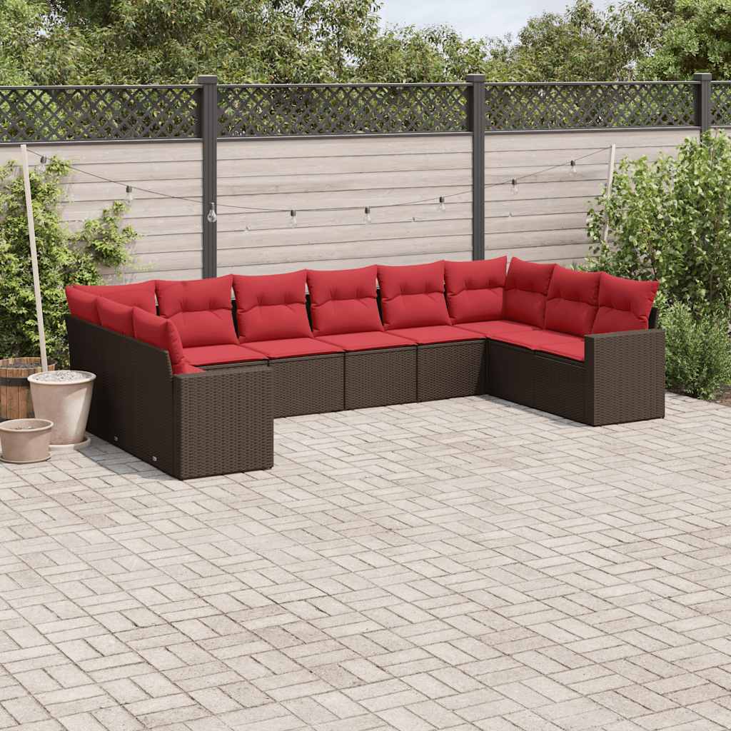 10-delige Loungeset met kussens poly rattan bruin is nu te koop bij PeponiXL, paradijselijk wonen!