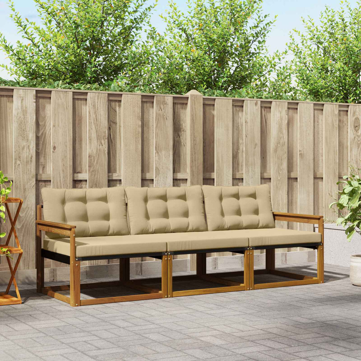 Buiten bankenset met kussen 3 pcs Natuurlijk en Beige is nu te koop bij PeponiXL, paradijselijk wonen!