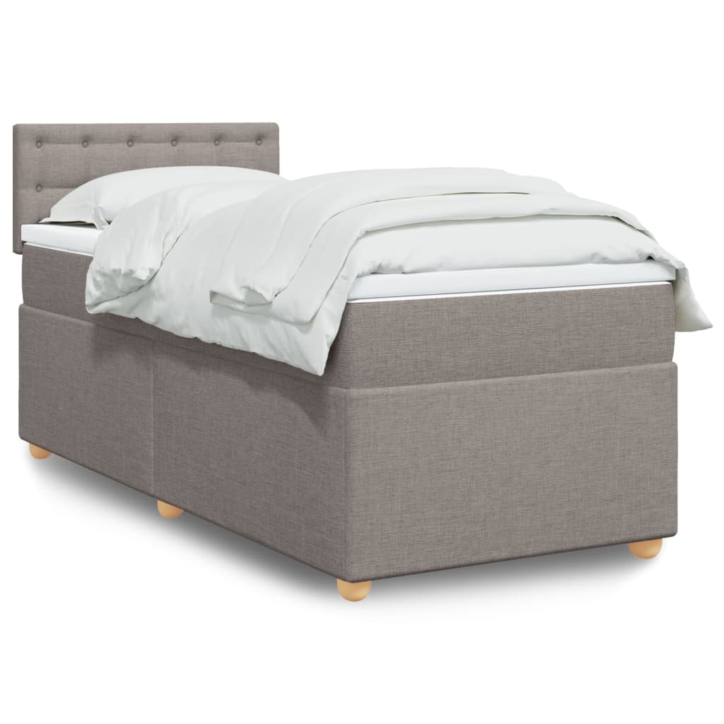 Boxspring met matras stof taupe 100x200 cm is nu te koop bij PeponiXL, paradijselijk wonen!