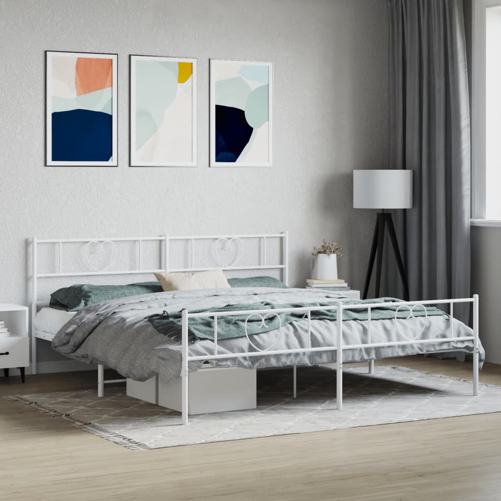 Bedframe met hoofd- en voeteneinde metaal wit 180x200 cm is nu te koop bij PeponiXL, paradijselijk wonen!