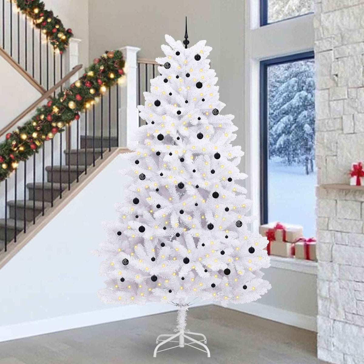 Kunstmatige Inklapbare Kerstboom Wit 300 cm PVC en staal is nu te koop bij PeponiXL, paradijselijk wonen!