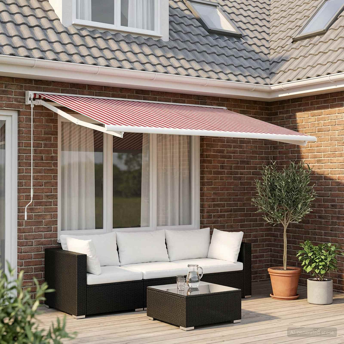 Vervangingsdoek voor zonnescherm Rood en Wit 500 × 300 cm is nu te koop bij PeponiXL, paradijselijk wonen!