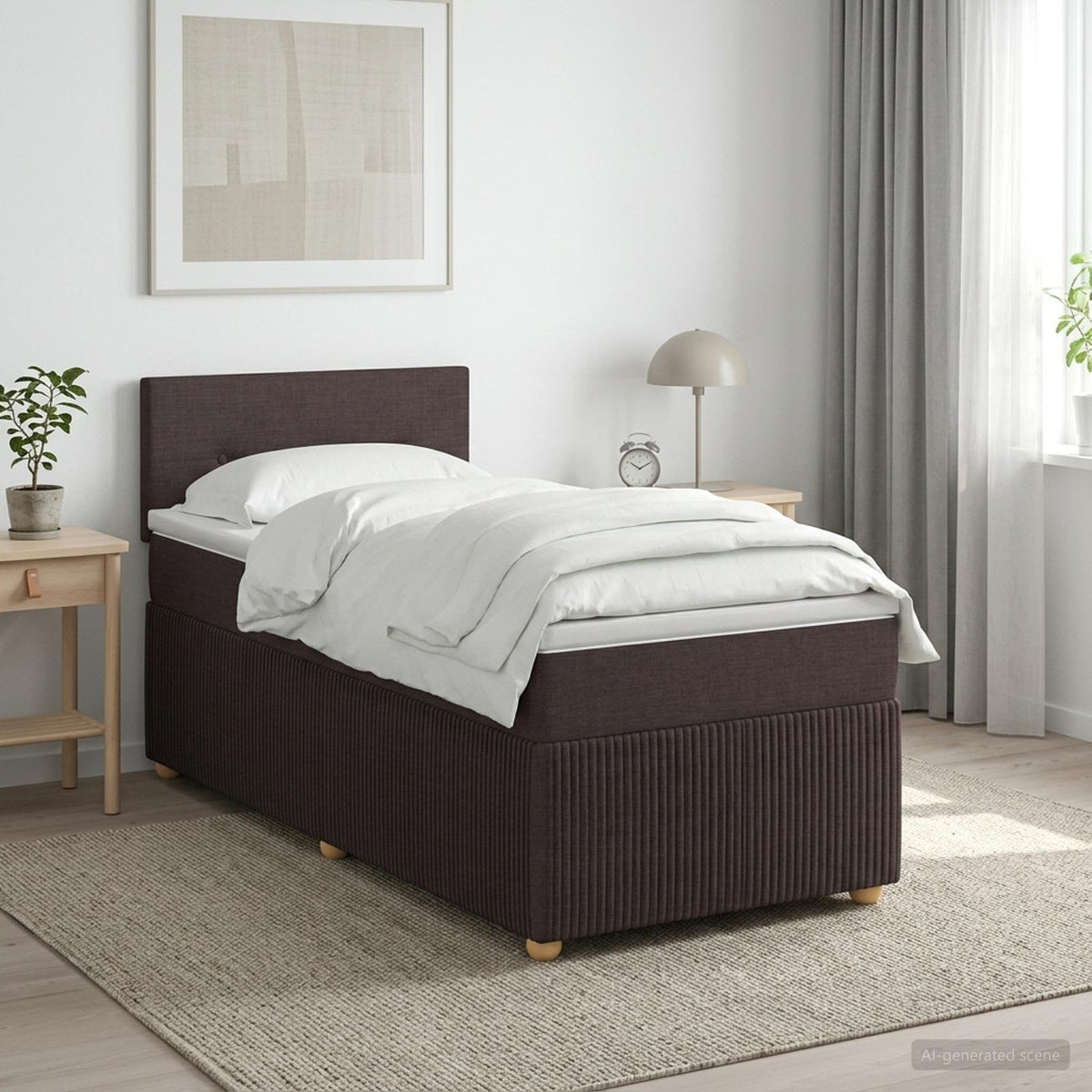 Boxspringbed met matras Donkerbruin 80 x 200 cm Stof is nu te koop bij PeponiXL, paradijselijk wonen!