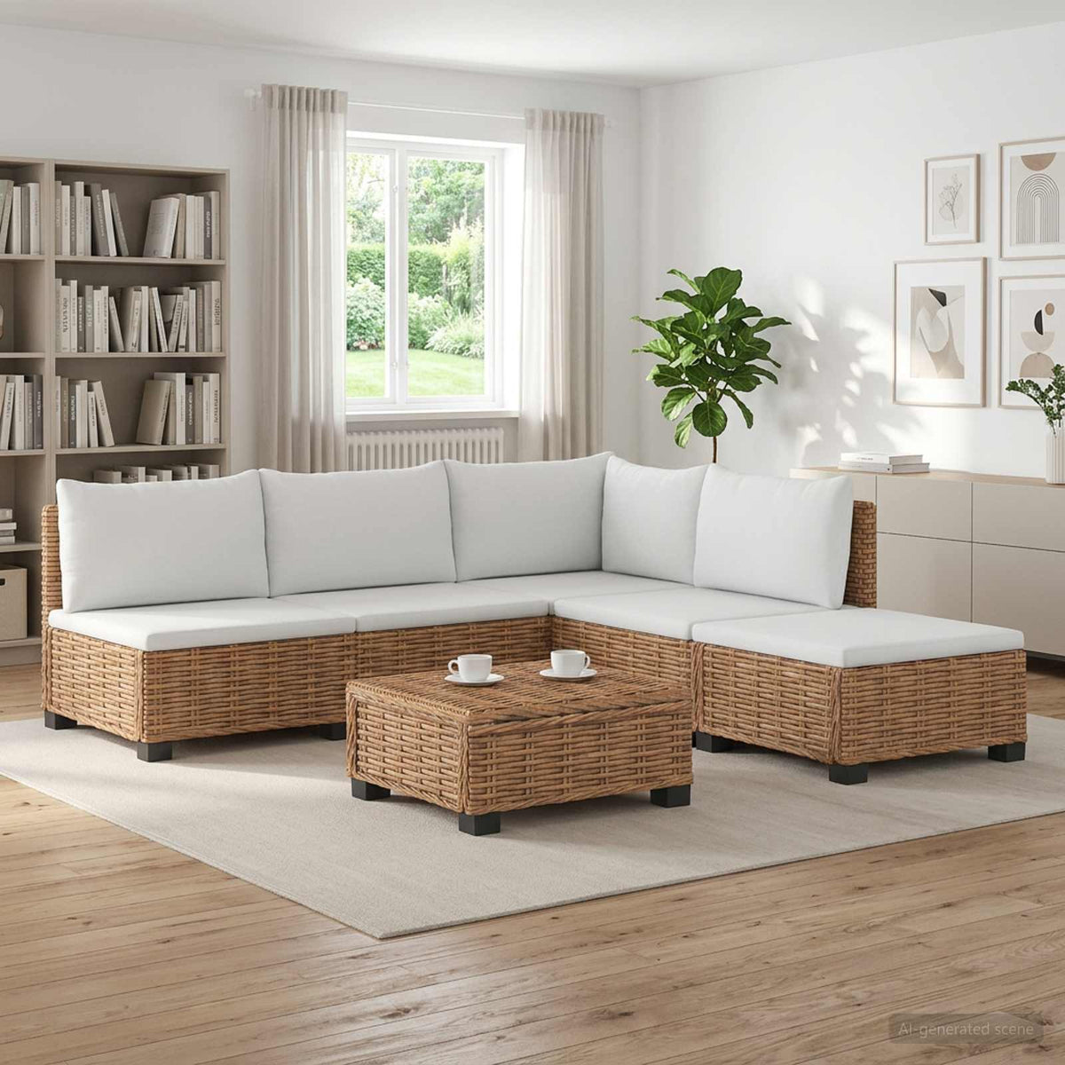 6 st Rieten Loungeset met Kussens GENDT Natuurlijk rattan is nu te koop bij PeponiXL, paradijselijk wonen!