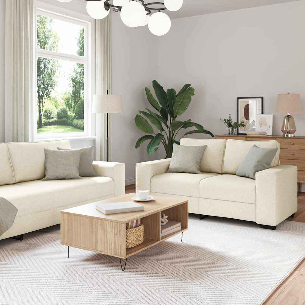 Bank 3 pcs Beige 221 x 80 x 82 cm Linnen-mix stof is nu te koop bij PeponiXL, paradijselijk wonen!