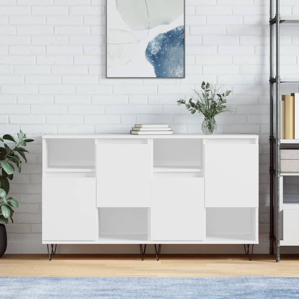 Dressoirs 2 st bewerkt hout wit is nu te koop bij PeponiXL, paradijselijk wonen!