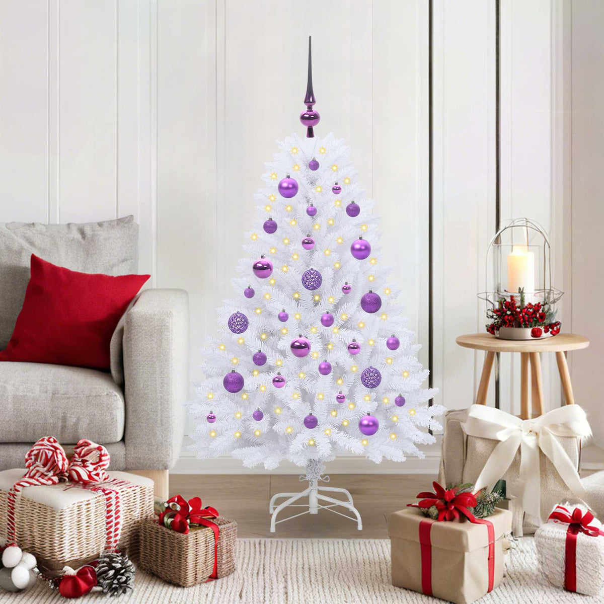 Kunstmatige Inklapbare Kerstboom Wit 120 cm PVC en Staal is nu te koop bij PeponiXL, paradijselijk wonen!