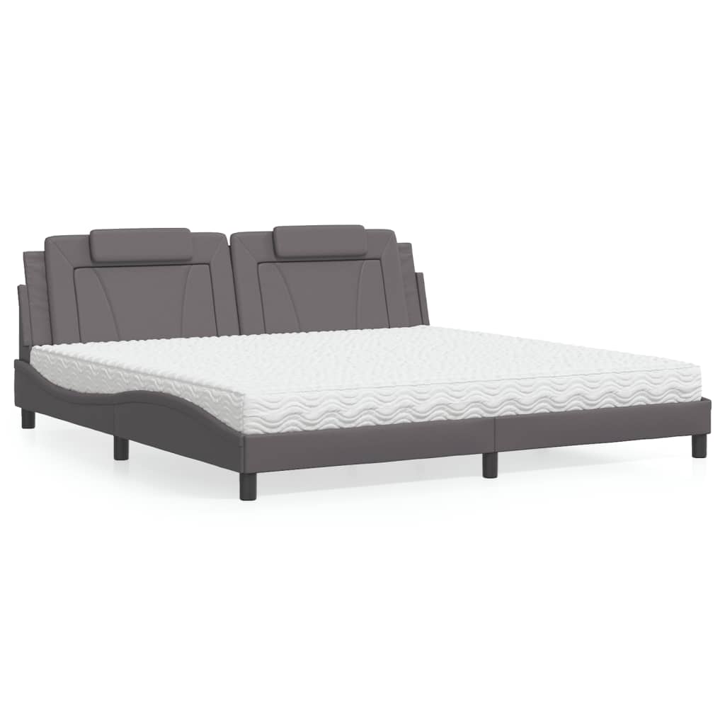 Bed "Viana" met matras kunstleer grijs 200x200 cm is nu te koop bij PeponiXL, paradijselijk wonen!