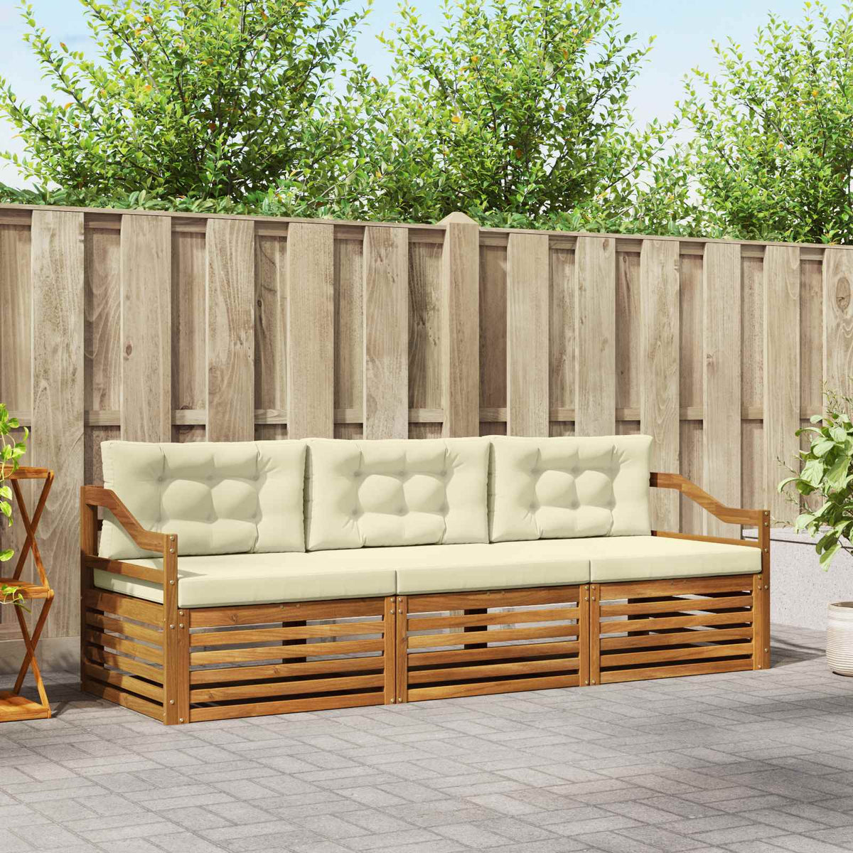 Buiten bankenset met kussen 3 pcs Natuurlijk en Crème is nu te koop bij PeponiXL, paradijselijk wonen!