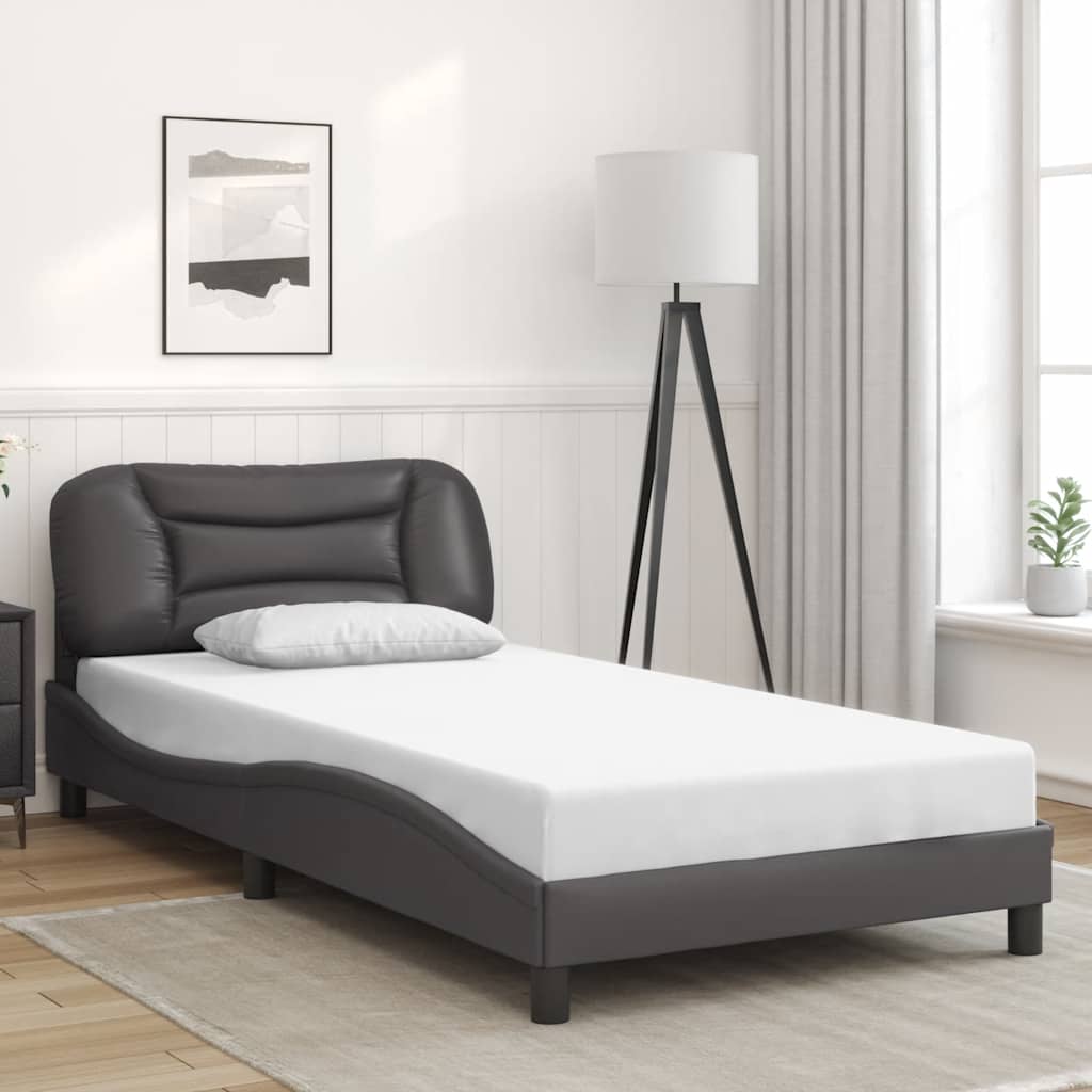 Bedframe zonder matras "Hvar" kunstleer grijs 100x200 cm is nu te koop bij PeponiXL, paradijselijk wonen!