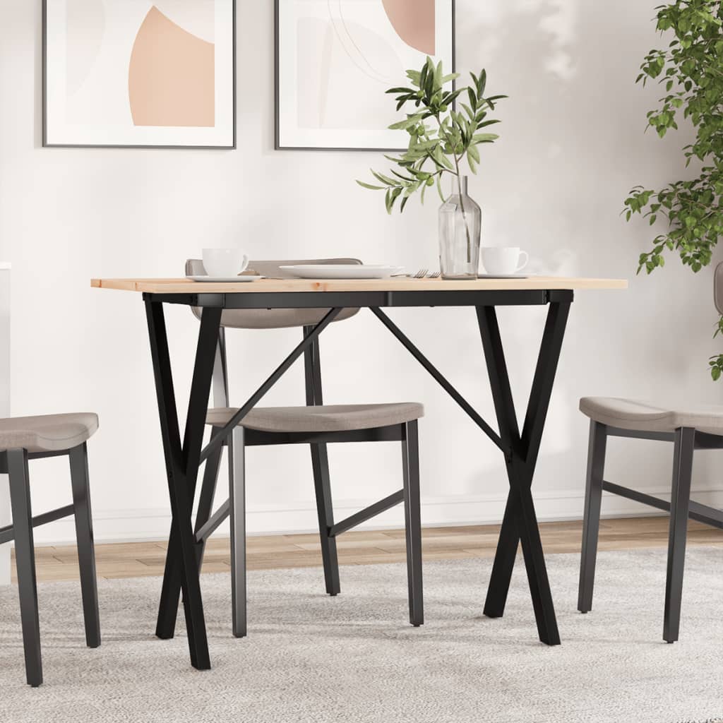Eettafel X-frame 100x50x75 cm massief grenenhout en staal is nu te koop bij PeponiXL, paradijselijk wonen!